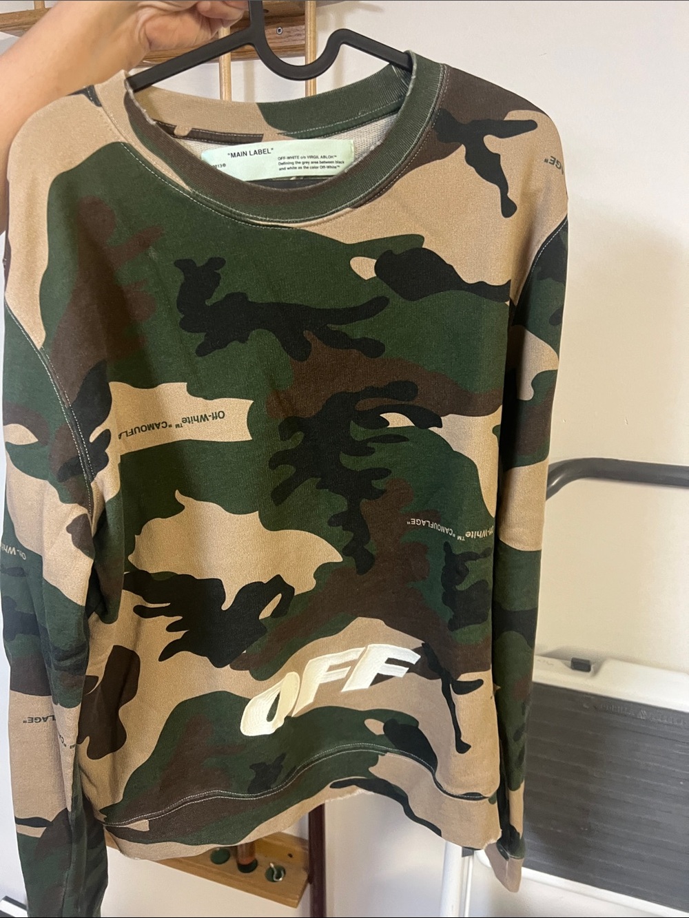 Original Off-White Camouflage Crewneck Sweatshirt - Green/Tan/Black